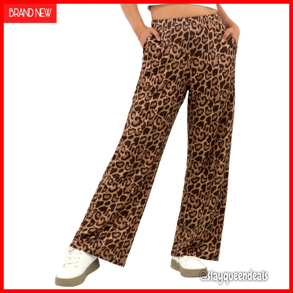 Women's High Waist Wide Leg Lounge Pants Polyester Spandex Casual Sweatpants